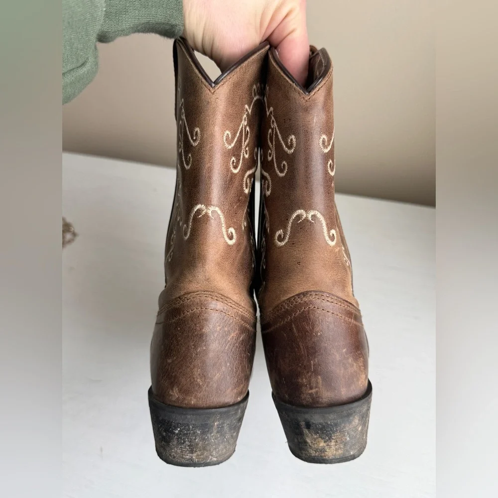 Smoky Mountain Cowboy Boots Girls 2 Jolene Waxed Distressed Snip Toe Western